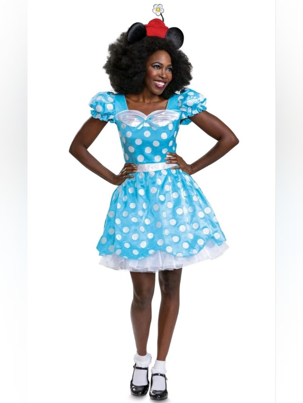 NWT Disney Vintage Minnie Mouse Costume Blue Polka Dot Dress Adult Women M 8/10